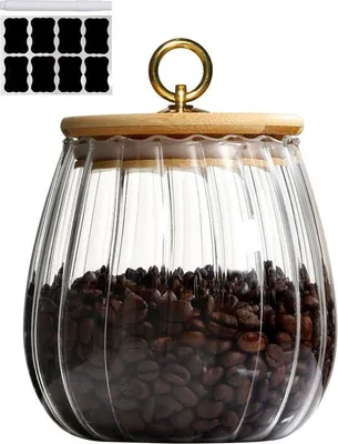 Produktbild von Gläserne Aufbewahrungsbehälter mit Deckel, 1x750ml, 10,5x13cm, kleine gläserne Schalen mit Bambusdeckeln