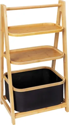 Produktbild von WENKO Bambus Regal mit Korb Ecori in Schwarz 44 x 80 x 33 cm