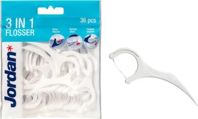 Immagine prodotto di Jordan Flosser 3 in 1 filo interdentale 50 pezzi con stuzzicadenti e pulisci lingua