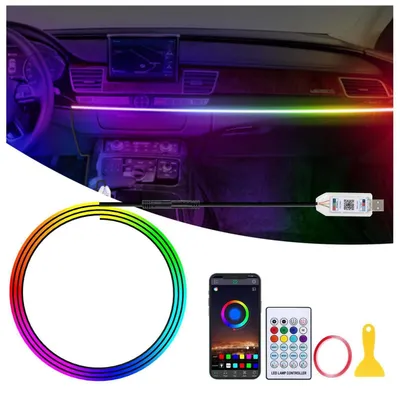 Immagine prodotto di Illuminazione interna per auto in acrilico, LED RGB, striscia di luce ambientale, 110 cm, 146 LED, controllo tramite app, alimentazione USB