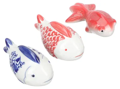 3er-Set schwimmende Keramikfische, Aquarium-Deko, bunt