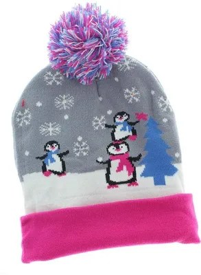 Produktbild von Witziger Weihnachtsmütze mit Pompon – LED-Lichtshow – Damen – Weihnachtsmütze mit Licht – Perfekt für die Feiertage – Ideal für winterliche Tage