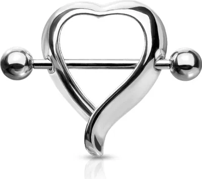 Produktbild von viva-adorno Brustpiercing Herz Nippelpiercing Brustwarzenpiercing Shield Schild Herzen Z558, silber