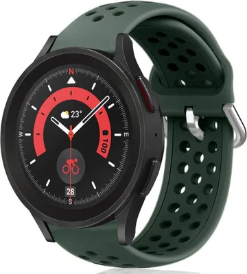 Produktbild von Strap-it Samsung Galaxy Watch 5 Pro Silikonarmband mit Löchern (Armeegrün)