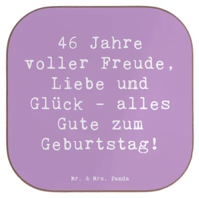 Produktbild von Mr. & Mrs. Panda Untersetzer Tasse Spruch 46. Geburtstag - Lavendeltraum - Geschenk, Gläser, gläseruntersetzer, Getränkeuntersetzer, alles Gute zum, Glückwunsch, für