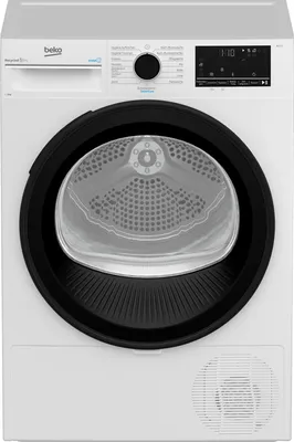 Produktbild von Beko B3TO82C9W, Freistehend, Frontlader, Wärmepumpe, Weiß, Tasten, Drehregler, Rechts
