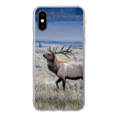 Produktbild von MuchoWow® Handyhülle Schutzhülle Hülle für iPhone X Hirsche - Elche - Gras Silikon Softcase Handy Hülle - Handyhülle