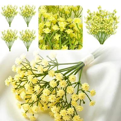 6 Kunstblumen Gelb, künstliche Dekoblumen für Hochzeit & Zuhause