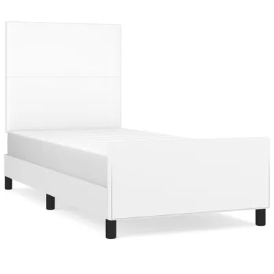 Produktbild von Bettgestell mit Kopfteil Weiß 90x190 cm Kunstleder