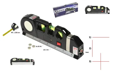 Obrázek produktu pro GEKO Laserová vodováha s metrem 2,5 m G03310