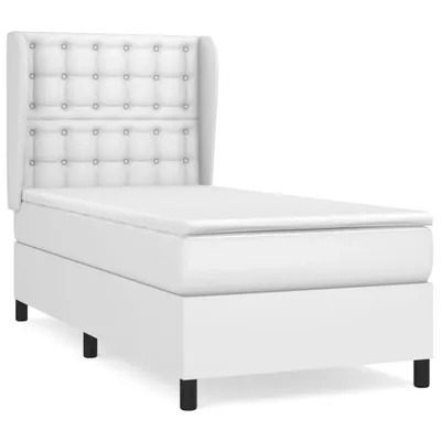 Image de vidaXL Lit boxspring avec matelas blanc 90x190 cm similicuir