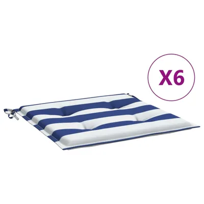 Produktbild von vidaXL Gartenstuhl-Kissen 6 Stk. Blau & Weiß Gestreift 40x40x4cm Stoff