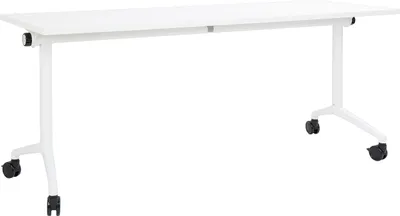 Produktbild von BELIANI Schreibtisch Weiß 180 x 60 cm Klappbar Faltbar mit Rollen Mobil Bürotisch für Homeoffice Büro Modernes Design