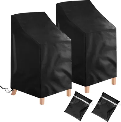 Produktbild von 2er-Pack Gartenstuhlhussen – wasserdicht, winddicht, UV-beständig – Oxford-Polyester – für stapelbare Stühle – bis zu 6 Stühle