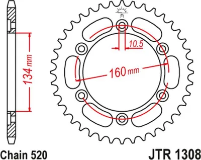 Produktbild von Jt Hinteres Ritzel 4400 43 Aluminium Für Honda Cbr 600/900/929/954/1000 (440043Jta) (Kette 520) Farbe Schwarz