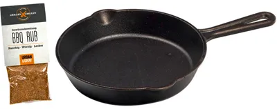 Produktbild von Gusseisen Pfanne BBQ Set mit Gewürz Grillpfanne PFANNTASTISCH