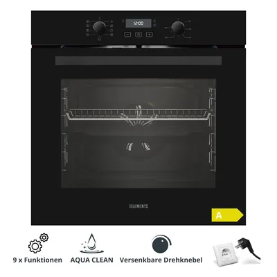 Produktbild von KB-ELEMENTS Einbaubackofen, 60 CM, 73 Liter, 9 x Funktionen, AQUA CLEAN, moderne Heißluftzirkulation (Circle Fan Heater), Wide-Screen-Window