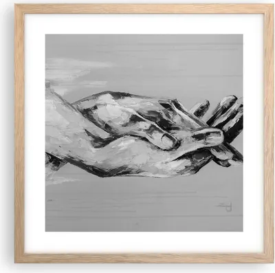 Produktbild von Gerahmtes Poster - Rahmen in heller Eiche - Handschriftlich Hände Schwarzweiß - 40x40 cm - Wand Bild - Wanddeko - Wandbilder - Kunstposter - Wandposter - Bilderrahmen - Bilder - P2NAC40x40-4566