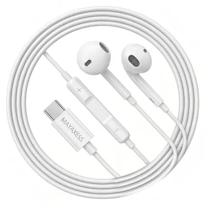 Produktbild von Mayaxess, USB-C Kabelkopfhörer mit Mikrofon für Galaxy A35, Weiß