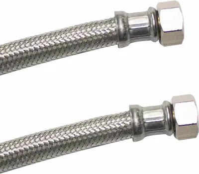 Produktbild von DN13 DVGW Panzerschlauch m. Edelstahlumflechtung 3/4" ÜM x 3/4" ÜM 800 mm