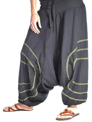 Produktbild von Haremshose "Cercles" - Pumphose - Aladinhose - Pluderhose - Freizeithose - für Damen : grün L/XL Farbe: Grün Größe: L/XL