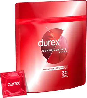 Produktbild von Durex Gefühlsecht Ultra Kondome – Extra dünne Spitze & mit Silikongleitgel befeuchtet – 30er Pack (1 x 30 Stück)