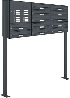 Produktbild von 12er Briefkasten Standanlage Freistehend RAL 7016 Anthrazit Klingel