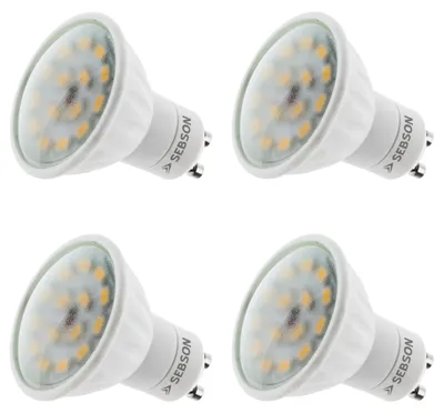 Produktbild von LED Lampen GU10 5W - 4er Set Leuchtmittel warmweiss 3000K 380lm 110° 230V SEBSON