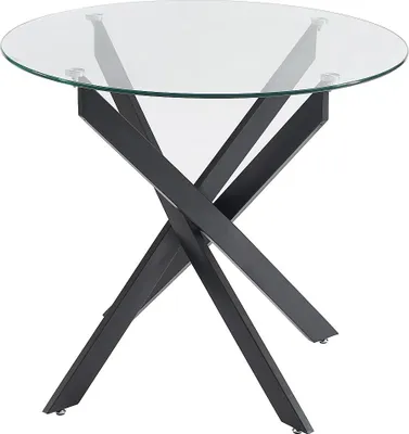 Produktbild von Esstisch rund für 2 Personen - Sicherheitsglas & schwarzes Metall - Transparent - COSIMA