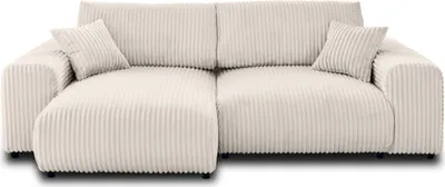 Image de Lisa Design Garance - canapé d'angle réversible - 4 places - en velours côtelé grosses côtes , Blanc
