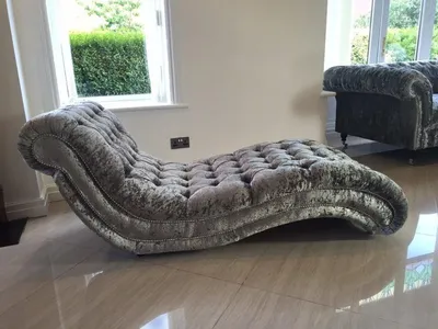 Immagine prodotto di Divano Chesterfield Chaiselongues Chaise Club Relax Lounger Pelle Tessuto Grigio