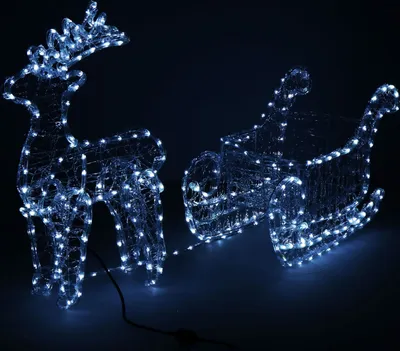 Immagine prodotto di Renna a LED con slitta illuminata con luce a corda 312 LED Natale 150 cm