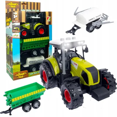 Produktbild von QULKI Spielzeugtraktor Farm Truck mit 2 Anhängern, Licht, Sound