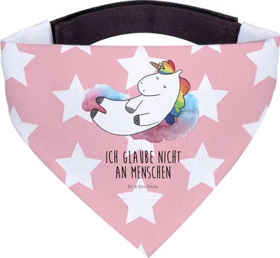 Produktbild von Mr. & Mrs. Panda Bandana Einhorn Wolke 7 - Rot Pastell - Geschenk, Unicorn, Lustig, Einhörner, Hundehalstuch, Dreieckstuch, Hunde Hals Tuch, Halstuch für Hund, Menschen