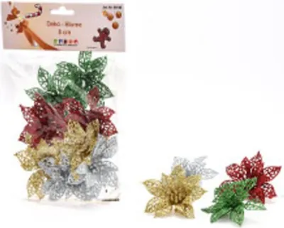 Produktbild von Deko Weihnachtsblume  8 Stück, 8 cm, farblich sortiert