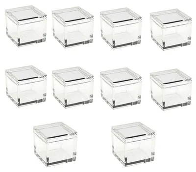 10 Acryl-Aufbewahrungsboxen für Elementwürfel, 32,5 mm, durchsichtig