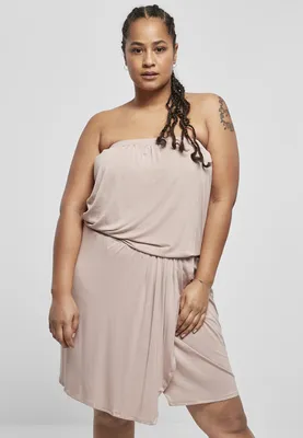 Image de Dámské šaty Urban Classics Ladies Short Viscose Bandeau Dress duskrose - XL