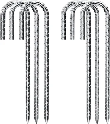 Imagen del producto de Estacas de acero, de 30 cm de largo y 8 mm de diámetro, resistentes a la corrosión, para camping y jardinería