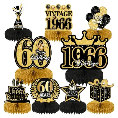 60. Geburtstag Deko 9-teilig Schwarz-Gold Tischdeko