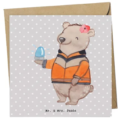 Produktbild von Mr. & Mrs. Panda Grußkarte Rettungssanitäterin Herz - Grau Pastell - Geschenk, faltkarte, doppelkarte, anlasskarte, Glückwunschkarte, Klappkarte