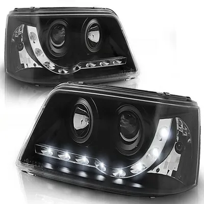 Image de Phares à LED avec feux de jour, adaptés au VW T5 (année de fabrication 2003-2009), noir