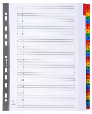 Produktbild von Exacompta 4131E Karton-Register 1-31 für DIN A4 MAXI aus Karton 31-teilig volle