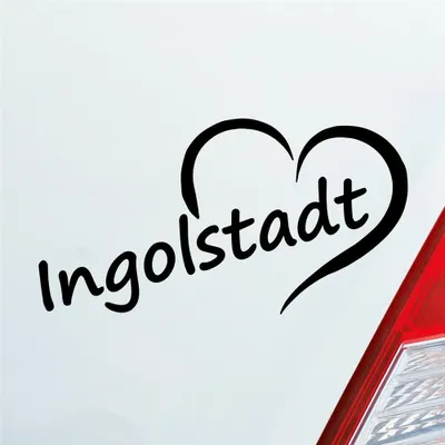 Produktbild von Auto Aufkleber Ingolstadt Herz Stadt City Liebe Love 15,5x8 cm Schwarz Matt Sticker Heckscheibenaufkleber
