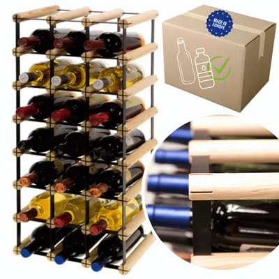 Produktbild von MODO24 Weinregal, 21 Flaschen, Flaschenhalter, Weinständer, Erweiterbar, Holz Metall, Industrial Loft, Küche, 72,5x32,5x25 cm, Natur, RW8