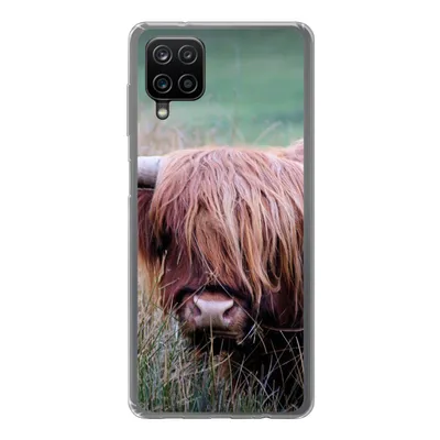 Produktbild von MuchoWow® Handyhülle Schutzhülle Hülle für Samsung Galaxy A12 Schottischer Highlander - Hörner - Gras Silikon Softcase Handy Hülle - Bild
