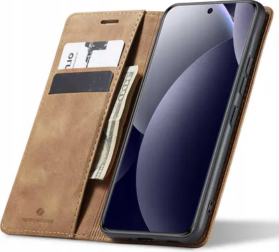 Zdjęcie produktu dla Etui z klapką SPACECASE Wallet do Redmi Note 15 Pro 5G Brązowy