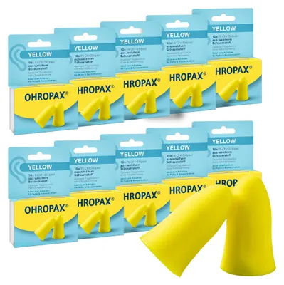 Produktbild von OHROPAX Yellow Ohrstöpsel 10x10 Stück – Gehörschutz aus PolyurethanSchaum, KI-generiertes Bild