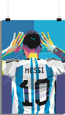Produktbild von Fußball Poster - Lionel Messi Poster - Sport Poster - Pop Art Poster - 61x91cm - Perfekt zum Einrahmen