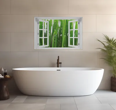 Produktbild von Wallario wasserfestes Poster selbstklebend 91,50 x 61 cm, Wassertropfen an Grashalmen, Badezimmerposter Spritzschutz mit Hochglanzoberfläche in Glasoptik