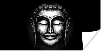 Produktbild von MuchoWow® Poster Buddha - Schwarz - Silber 160x80 cm - Foto Poster